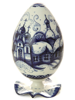 Пасхальное сувенирное яйцо Гжель "Собор"