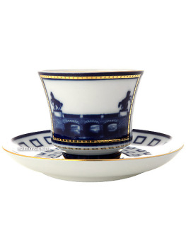 Чашка с блюдцем чайная форма "Банкетная", рисунок "Аничков мост", Императорский фарфоровый завод