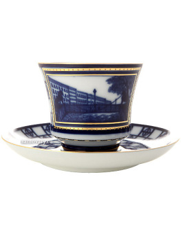 Чашка с блюдцем чайная форма "Банкетная", рисунок "Львиный мостик", Императорский фарфоровый завод