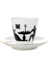 Кофейная чашка с блюдцем форма "Черный кофе", рисунок "Гость", серия "Силуэты", Императорский фарфоровый завод