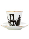 Кофейная чашка с блюдцем форма "Черный кофе", рисунок "Вдвоем", серия "Силуэты", Императорский фарфоровый завод