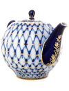 Фарфоровый заварочный чайник форма "Тюльпан", рисунок "Кобальтовая сетка", Императорский фарфоровый завод