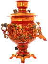 Набор самовар электрический 3 литра с художественной росписью "Золотые узоры на красном фоне", "овал", арт. 155699