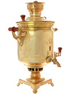 Угольный самовар 4 литра желтый "цилиндр", произведен на Тульском Патронном Заводе в середине ХХ века, арт. 450169