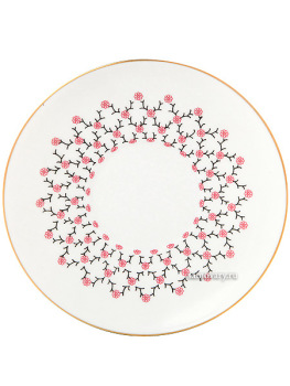 Чашка с блюдцем кофейная форма "Волна", рисунок "Розовая сетка", Императорский фарфоровый завод
