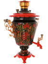 Комбинированный самовар 7 литров "конус" с художественной росписью "Хохлома", арт. 322289