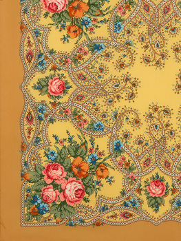 Шерстяной Павлопосадский платок "Марья-искусница", 89х89 см, арт. 1606-2