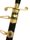 Позолоченный офицерский кортик облегченный "Бригантина" с цепью и кнопкой в подарочной коробке, Златоуст 