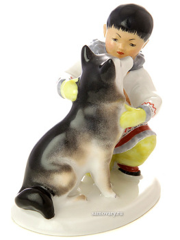 Скульптура фарфоровая "Якут с собакой", Императорский фарфоровый завод