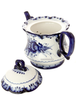 Чайник заварочный керамический с росписью "Гжель. Летний сад", арт.4
