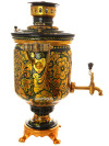 Угольный самовар 7 литров "цилиндр" с художественной росписью "Золотая хохлома", арт. 261215