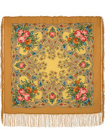 Шерстяной Павлопосадский платок "Марья-искусница", 89х89 см, арт. 1606-2 Шерстяной Павлопосадский платок "Марья-искусница", 89х89 см, арт. 1606-2