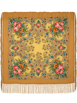 Шерстяной Павлопосадский платок "Марья-искусница", 89х89 см, арт. 1606-2