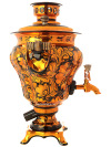 Электрический самовар 3 литра с художественной росписью "Золотая хохлома",  "репка" арт. 110449