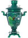 Набор самовар электрический 3 литра с художественной росписью "Пейзаж на зеленом фоне", арт. 155656