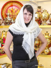 Оренбургский пуховый платок экрю, арт. П2-125-02