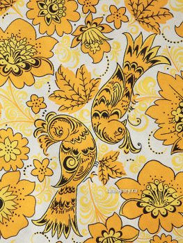 Скатерть Артель "Хохлома", бело-желтая с кружевом, 150х250