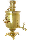 Антикварный угольный самовар 5 литров желтый "цилиндр", произведен в начале XX века фабрикой Баташева г. Тулъ, арт. 465561