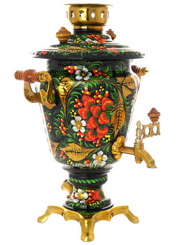 Набор самовар электрический 3 литра с художественной росписью "Хохлома классическая", "конус", арт. 121107