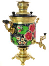 Угольный самовар 5 литров "цилиндр" с художественной росписью "Цветы", арт. 261213