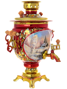 Самовар электрический 3 литра с художественной росписью "Зимушка","желудь", арт. 150419