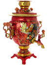 Набор самовар электрический 3 литра с художественной росписью "Хохлома на красном фоне мелкая", "желудь", арт. 121038