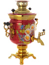 Набор самовар электрический 3 литра с художественной росписью "Букет ромашек на бордовом фоне", арт. 121039
