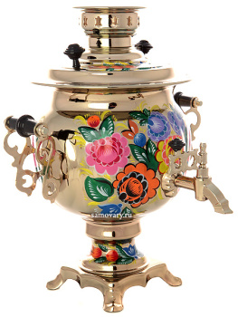 Набор самовар электрический 3 литра с художественной росписью "Жостово на золотом фоне", арт. 140453