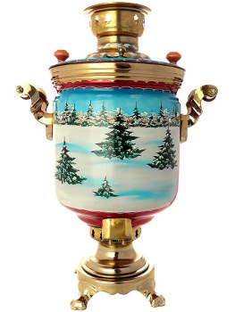 Комбинированный самовар 5 литров с художественной росписью "Зимние гуляния", арт. 350131
