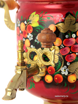 Электрический самовар 3 литра с художественной росписью "Яблоки на бордовом фоне", арт. 150495