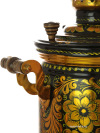 Комбинированный самовар 5 литров "цилиндр" с художественной росписью "Золотая хохлома", арт. 310460