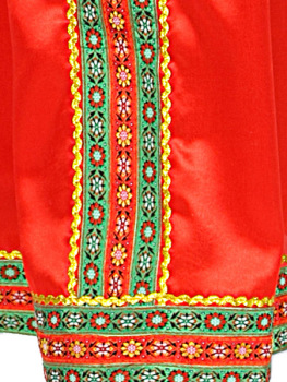Русский народный костюм атласный комплект красный "Василиса": сарафан и блузка, XS-L