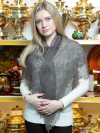 Пуховый оренбургский платок серый (паутинка), арт. А 100-03
