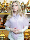 Пуховый оренбургский платок, паутинка сиреневая, арт. А 110-05