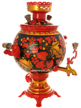 Набор самовар электрический 3 литра с художественной росписью "Хохлома рыжая", "шар" арт. 121079