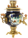 Электрический самовар 3 литра с росписью "Зимняя деревня" с подносом и чайником,  арт. 155691