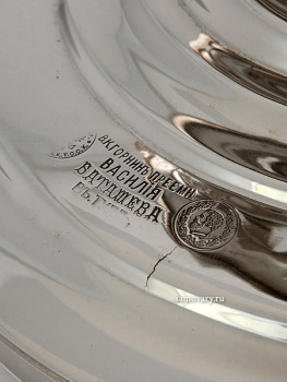 Угольный самовар 8 литров никелированный цилиндр с медалями наследник И.Г.Баташева арт.410765