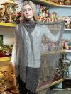 Пуховый оренбургский платок серый (паутинка), арт. А 100-03