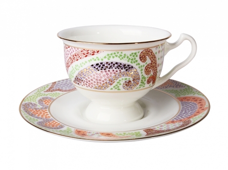 Чашка с блюдцем кофейная форма "Айседора", рисунок "Мариенталь розовый", Императорский фарфоровый завод