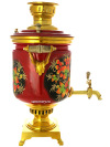 Набор с угольным самоваром 5 литров "цилиндр" с художественной росписью "Золотая птица", арт. 220755