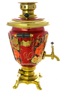 Набор самовар электрический 3 литра с художественной росписью "Рябина", "конус", арт. 121036