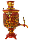 Угольный самовар 5 литров "цилиндр" с художественной росписью "Кудрина золотая", арт. 261212