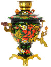 Набор самовар электрический 2 литра с чайником художественная роспись "Хохлома классическая", арт. 130329