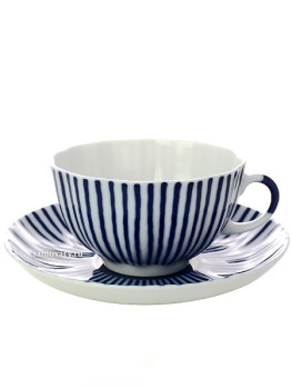 Чашка с блюдцем чайная форма "Тюльпан", рисунок "Французик", Императорский фарфоровый завод