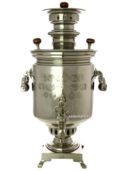 Угольный самовар 5 литров никелированный "цилиндр", произведен в начале XX века братьями Баташевыми в Тулъ, арт. 479500
