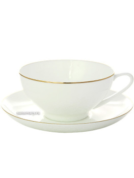 Чашка с блюдцем чайная форма "Купольная", рисунок "Золотая лента", Императорский фарфоровый завод