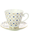 Чашка с блюдцем чайная форма "Гвоздика", рисунок "Ретро", Императорский фарфоровый завод