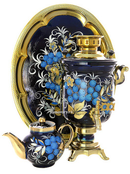 Набор самовар электрический 3 литра с художественной росписью "Рябина зимняя", арт. 121413