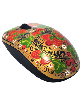 Мышка компьютерная беспроводная "Клубника" с ручной художественной росписью, М235-10