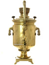 Угольный самовар 5 литров желтый "цилиндр" трактирный с ручкой, произведен в начале XX века, Госпромцветмет завод в Кольчугине, арт. 490914